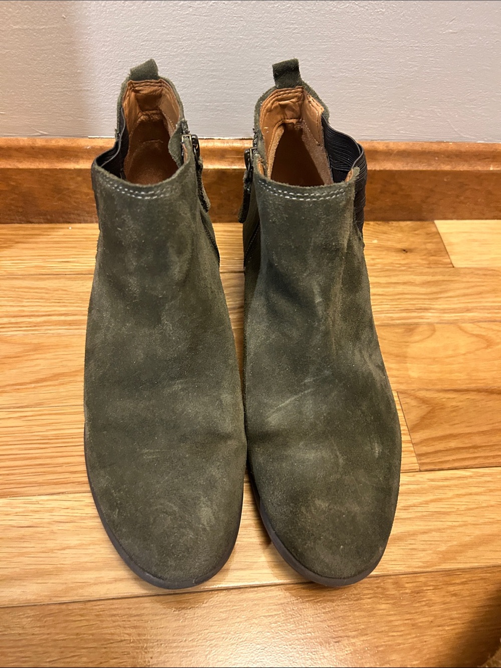 Comfortiva Olive Suede Ankle Booties